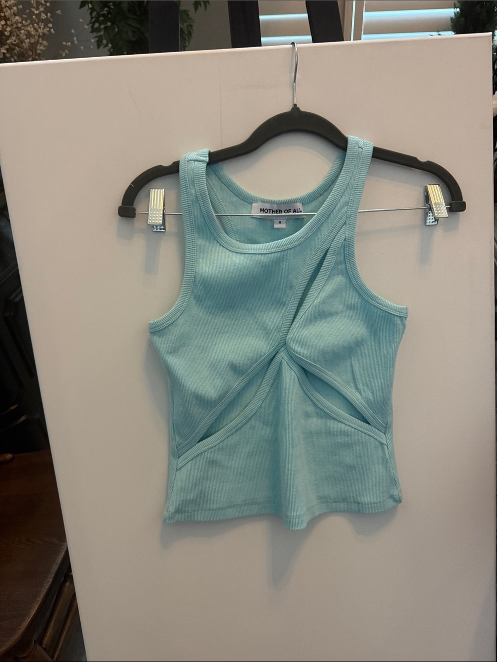 Mother of All Women’s Aqua Twist-Front Ribbed Tank Top